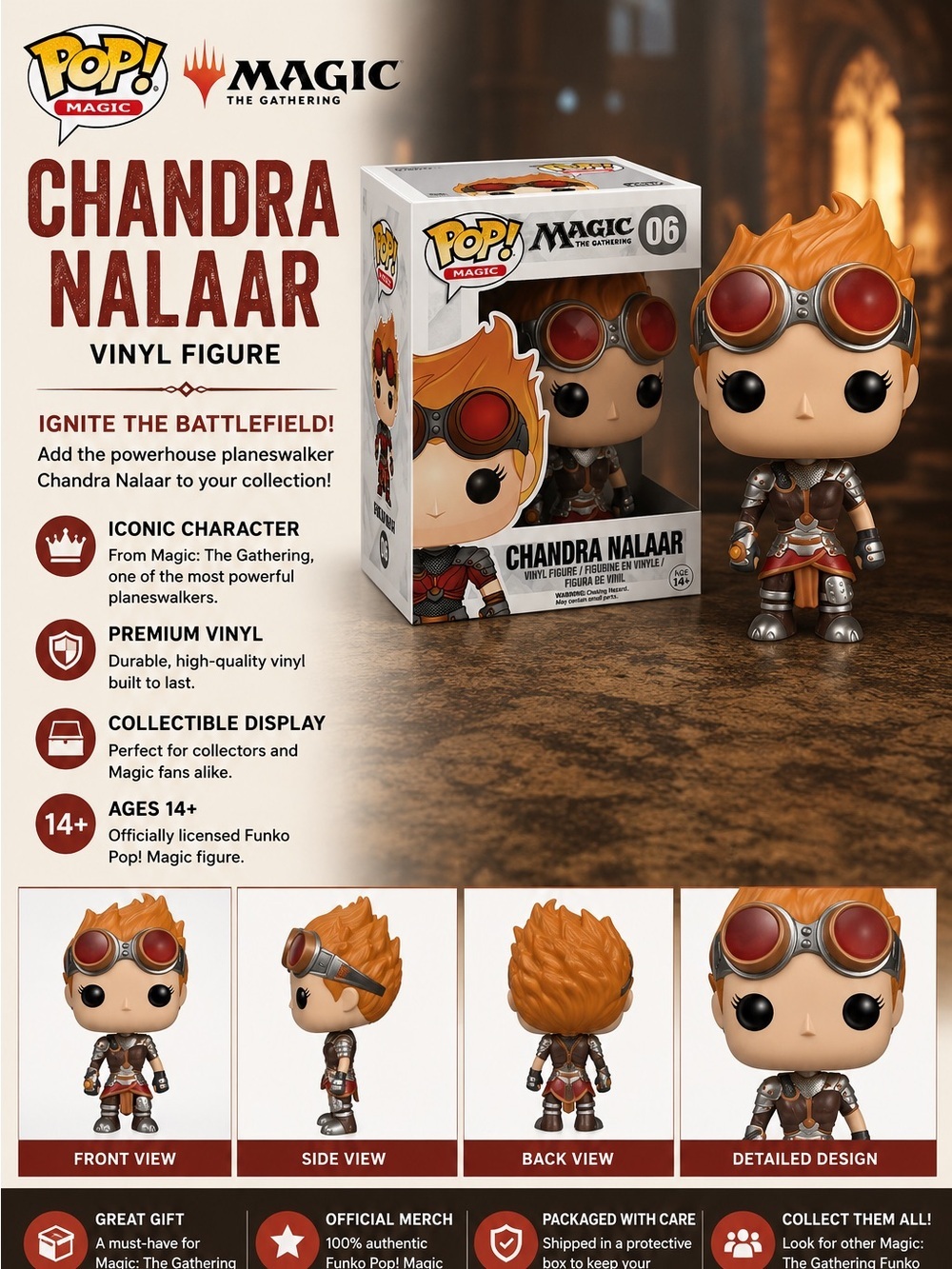 Funko Pop! Magic The Gathering Chandra Nalaar - Red, Orange, Brown